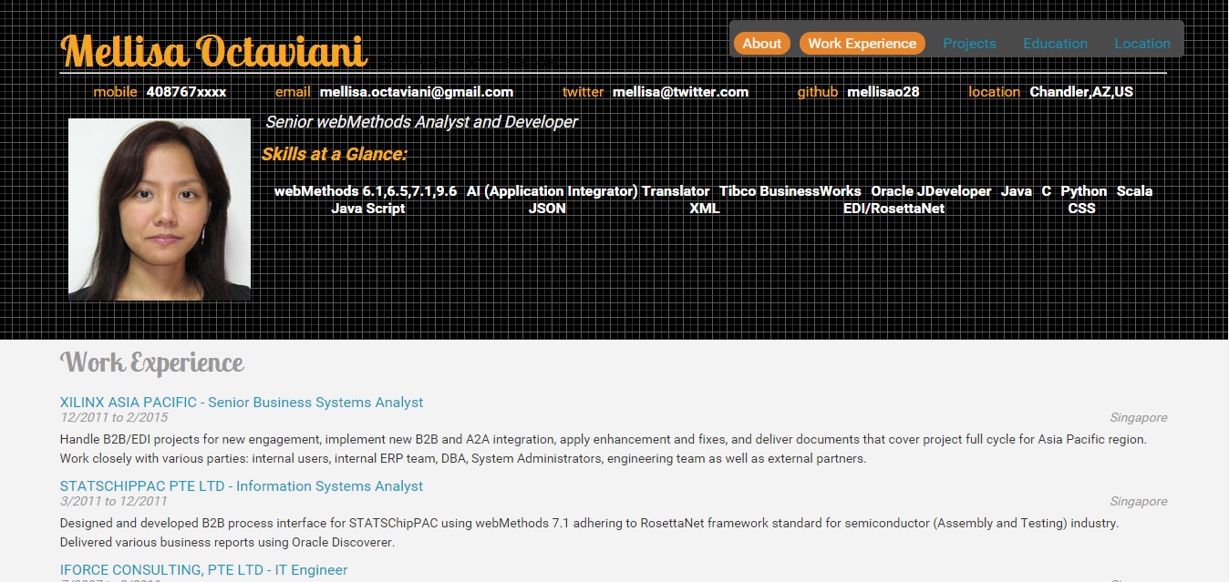 Interactive resume